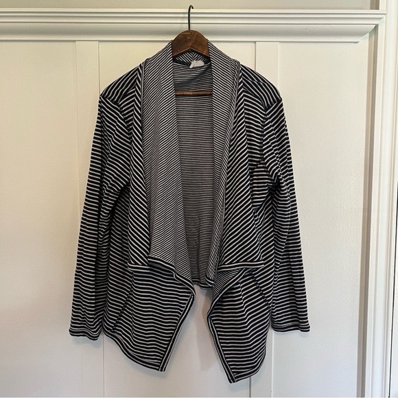 Womens Navy Blue and White Striped Slouchy Cardigan  Size Large - Picture 4 of 7